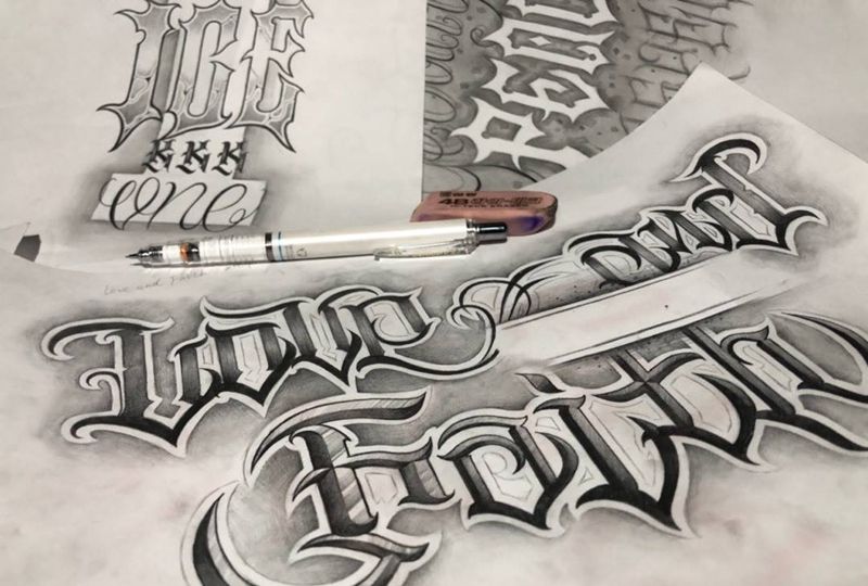 lettering纹身图片