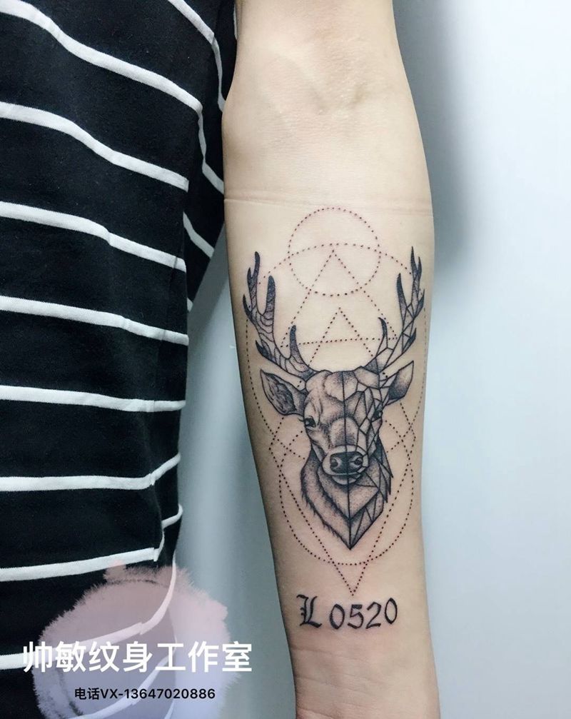 鹿纹身图片_帅敏TATTOO纹身图案