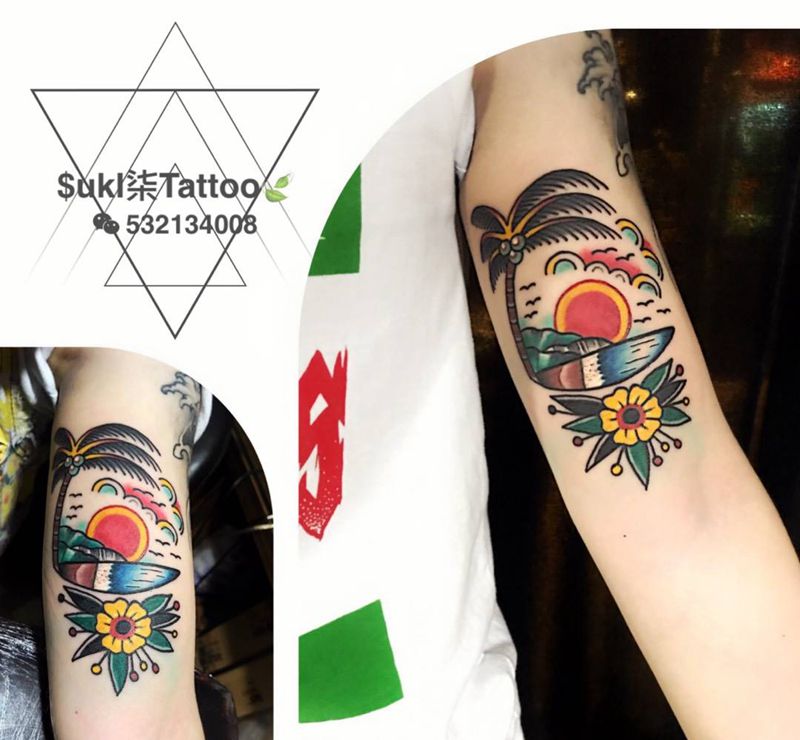 old school海边纹身图片