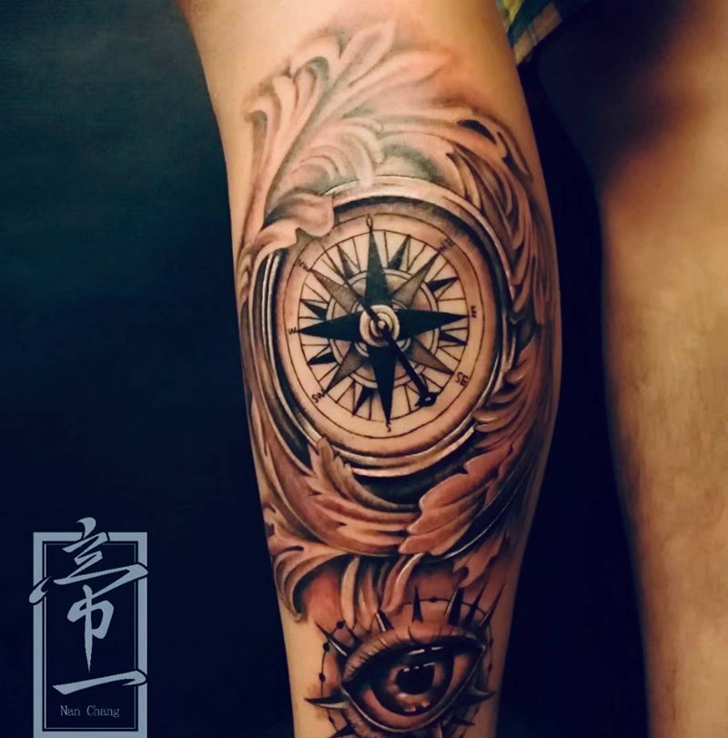 欧美指南针纹身图片