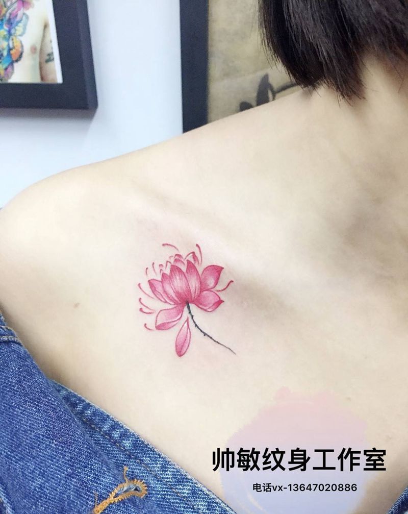 荷花纹身图片_帅敏TATTOO纹身图案