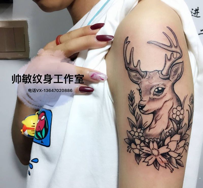 鹿纹身图片_帅敏TATTOO纹身图案