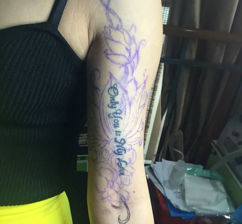 遮盖纹身图片_成品手臂清新贴纸植物纹身图案