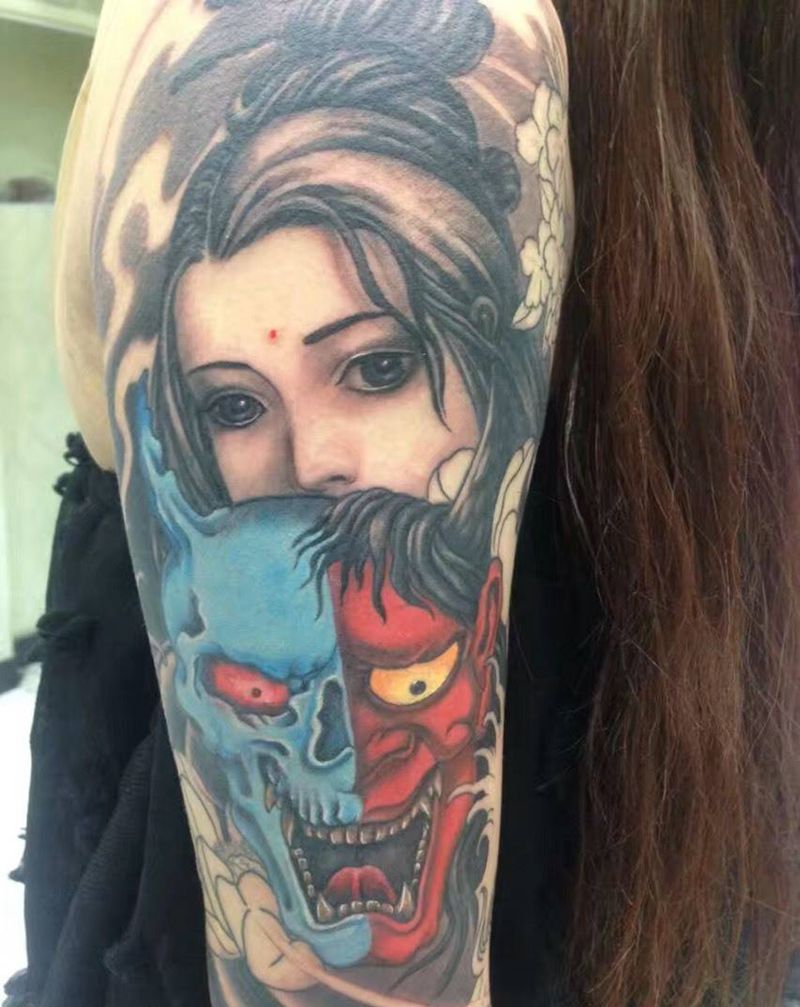 彩色花臂纹身图片