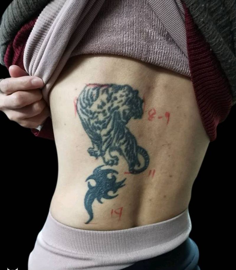 凤凰遮盖毁皮纹身图片_背部新传统水彩水彩凤凰毁皮遮盖设计纹身图案