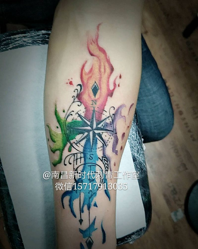 指南针纹身图片