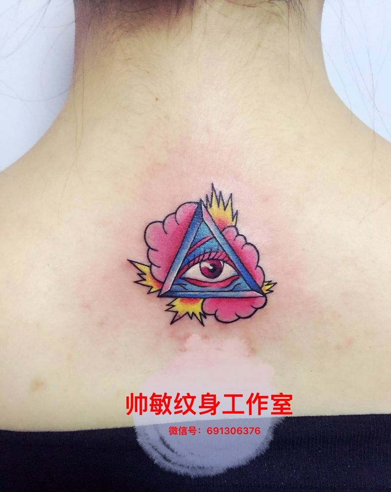 眼纹身图片_帅敏TATTOO静物欧美颈部手稿纹身图案