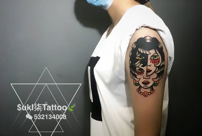 oldschool女头纹身图片