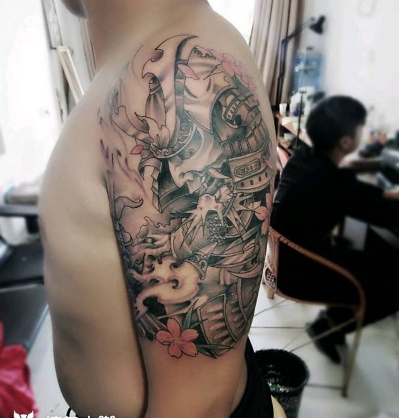 鬼武士纹身图片