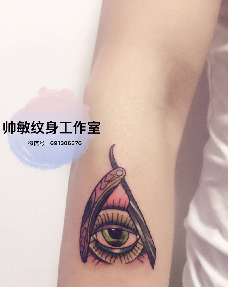 上帝之眼卍纹身图片_帅敏TATTOO原创欧美手部手稿纹身图案