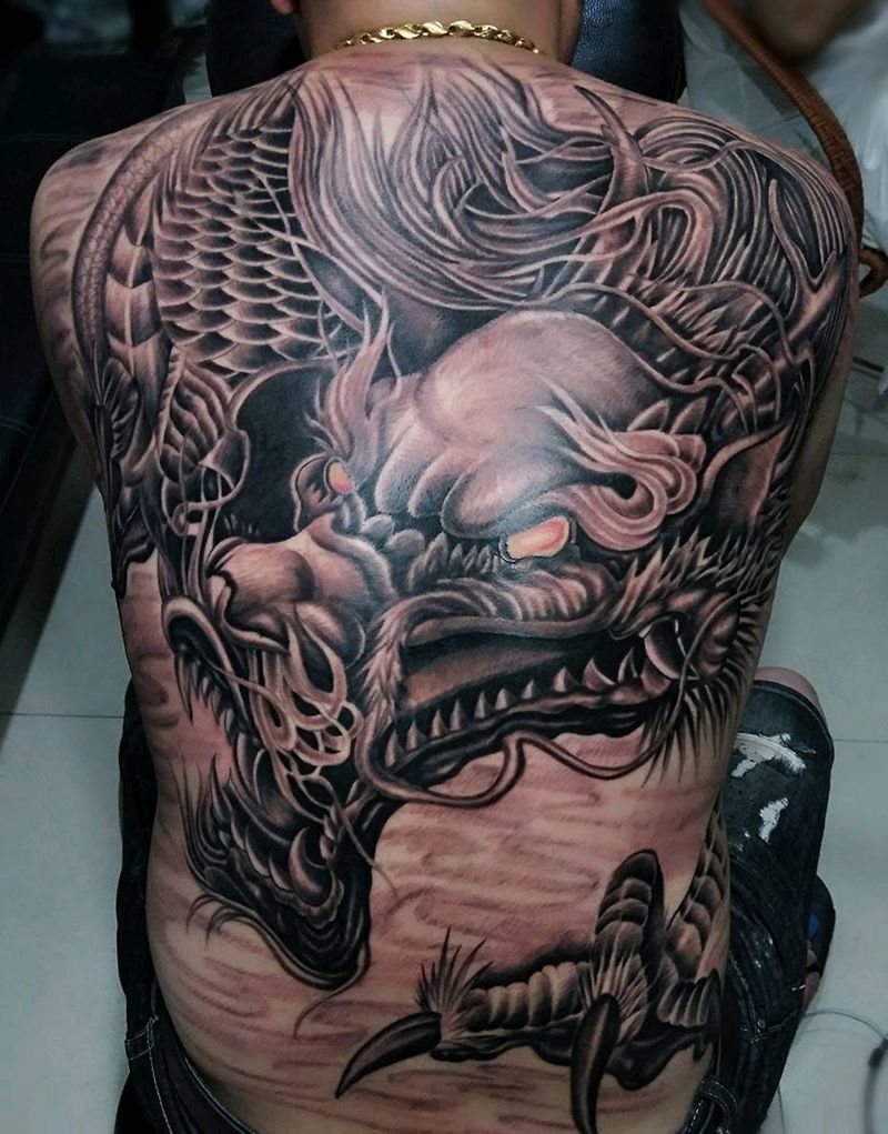 满背龙（3）纹身图片