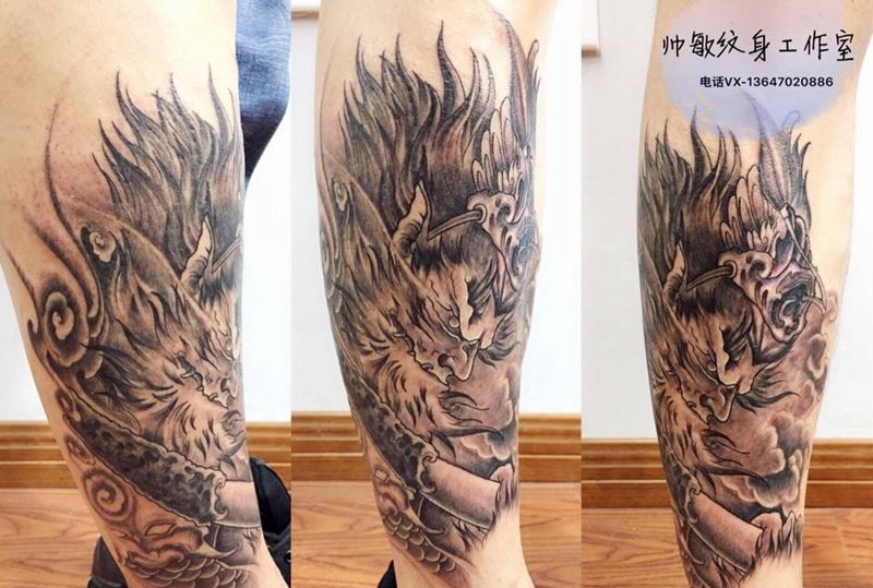 卐纹身图片_腿部纹身图案