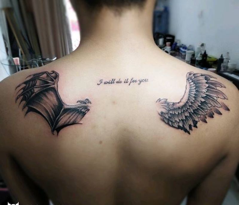 天使恶魔翅膀纹身图片