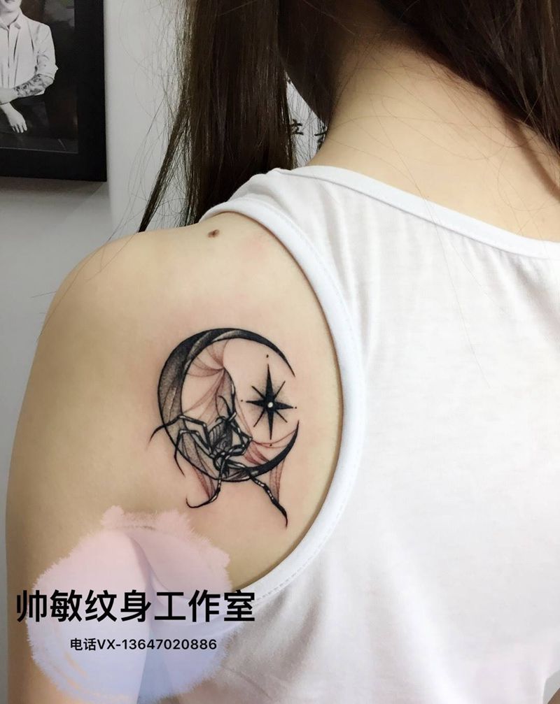 月亮蜘蛛纹身图片_帅敏TATTOO纹身图案