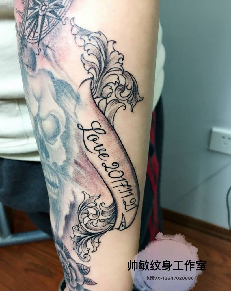 拼花臂纹身图片_帅敏TATTOO静物欧美手部插画纹身图案