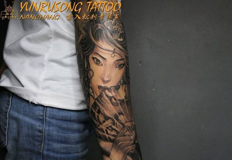 艺伎纹身图片