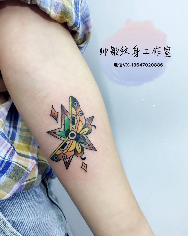 蝴蝶纹身图片_手臂New School纹身图案