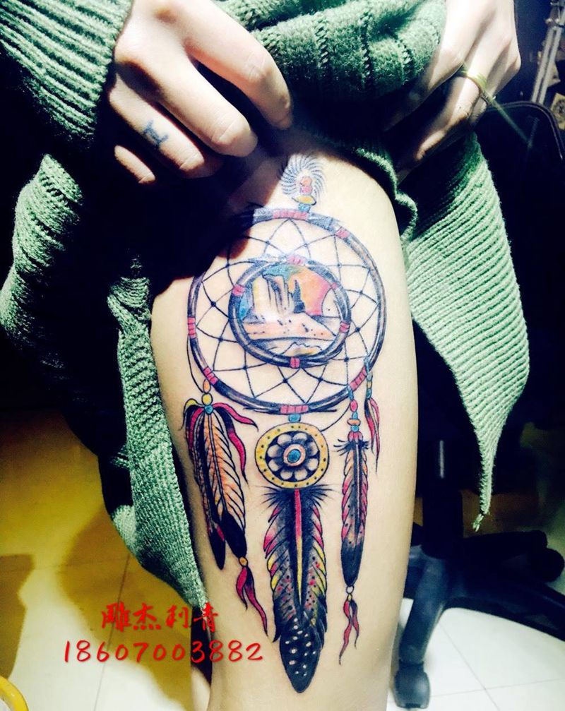 雕杰刺青纹身图片_成品手臂腿部欧美清新纹身图案