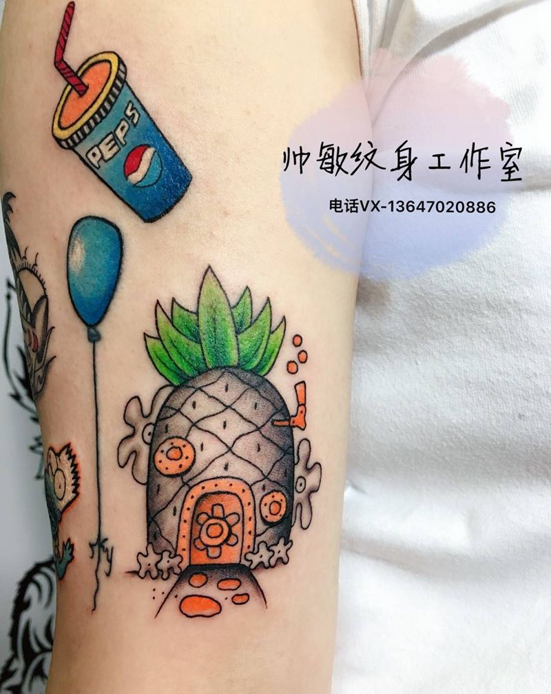 菠萝房纹身图片
