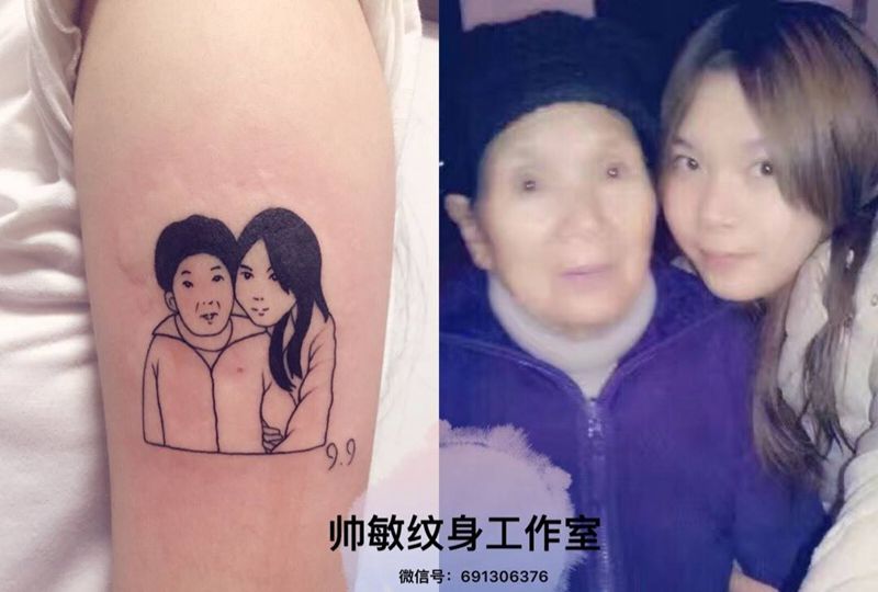 照片简笔画纹身图片_帅敏TATTOO人物写实手臂手稿纹身图案