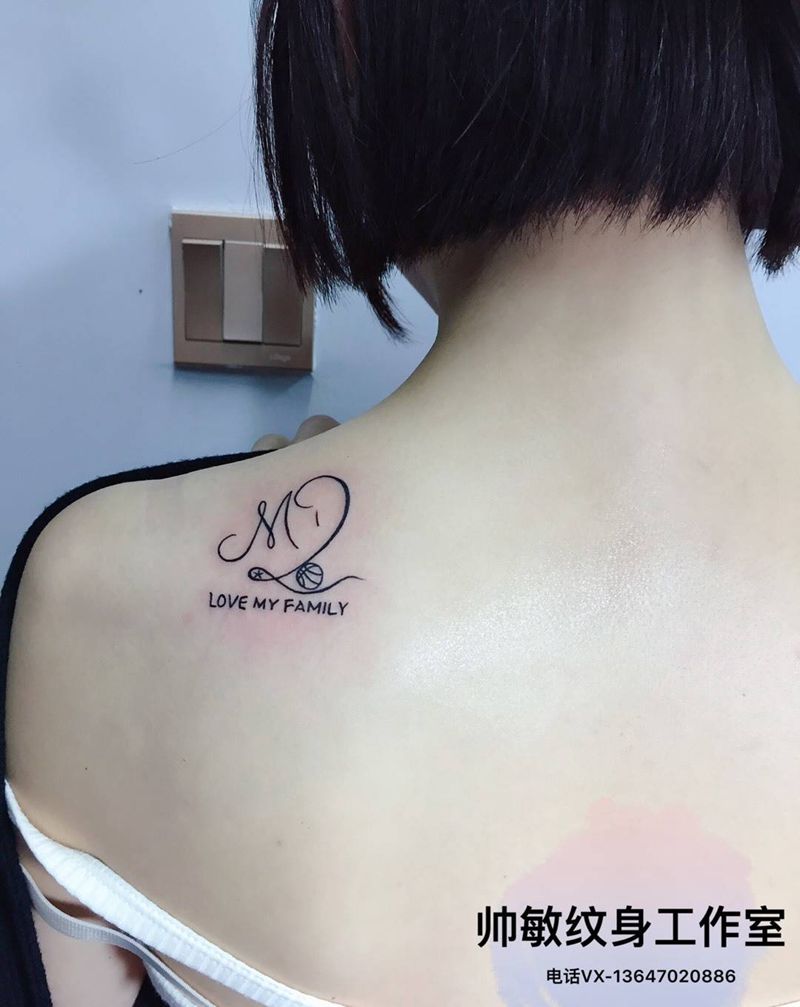 字母纹身图片_帅敏TATTOO字符清新背部插画纹身图案