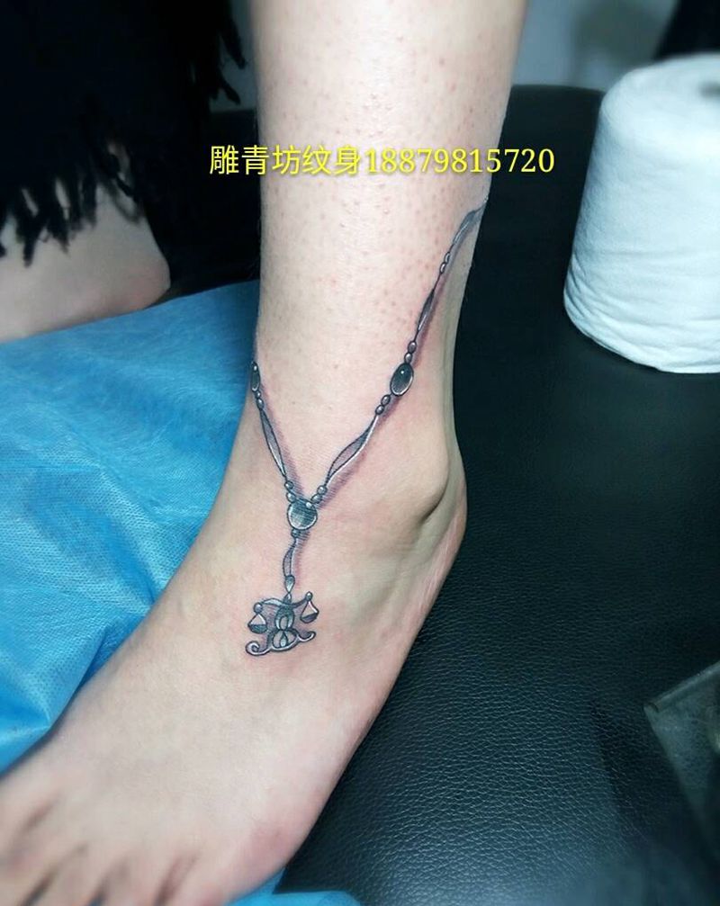 脚链纹身图片