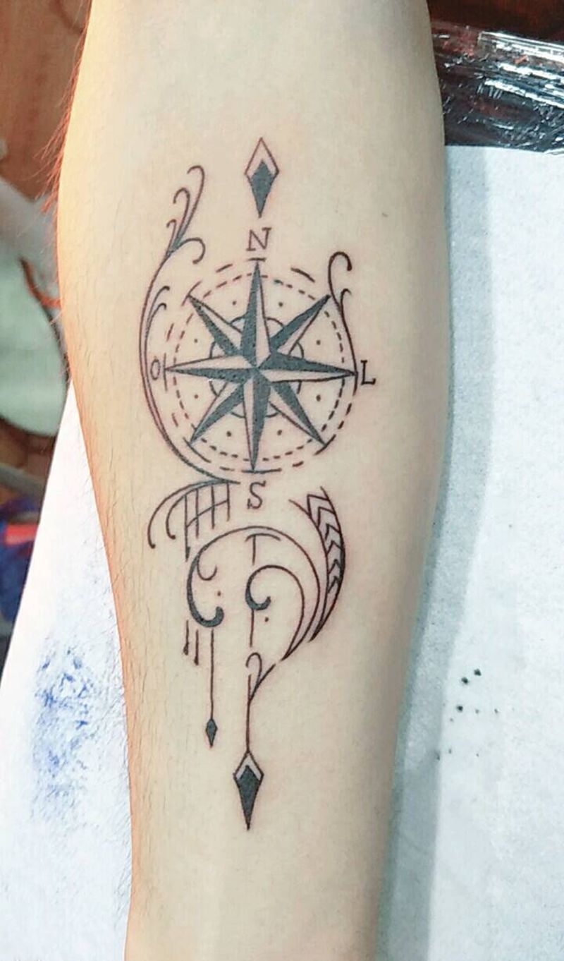 指南针纹身图片