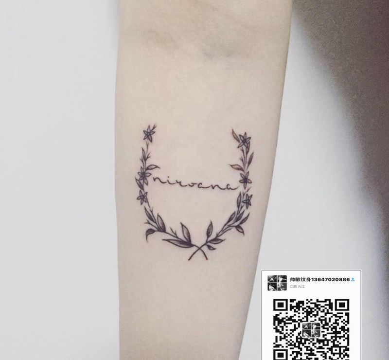 花式橄榄枝纹身图片_手稿手部清新植物纹身图案