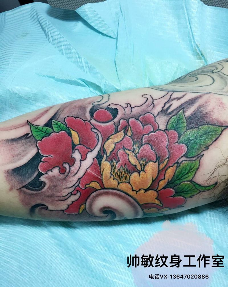 花纹身图片_帅敏TATTOO静物欧美手臂手稿纹身图案