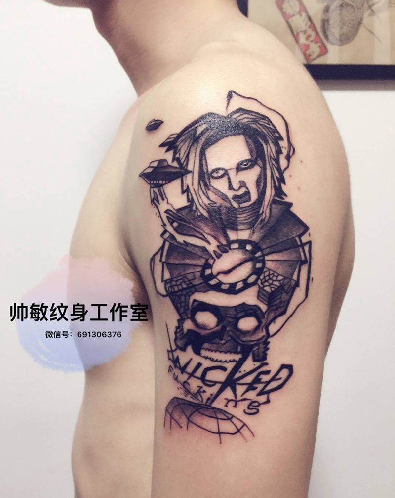 朋克风纹身图片_成品手臂欧美人物帅敏TATO原创纹身图案