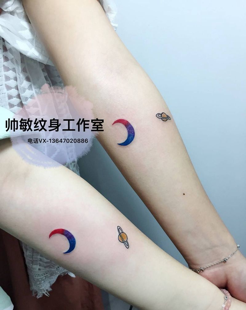 姐妹花月亮纹身图片_帅敏TATTOO纹身图案
