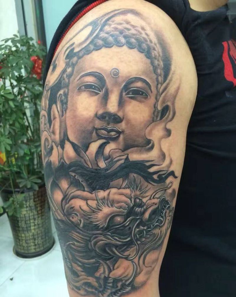 龙佛纹身图片