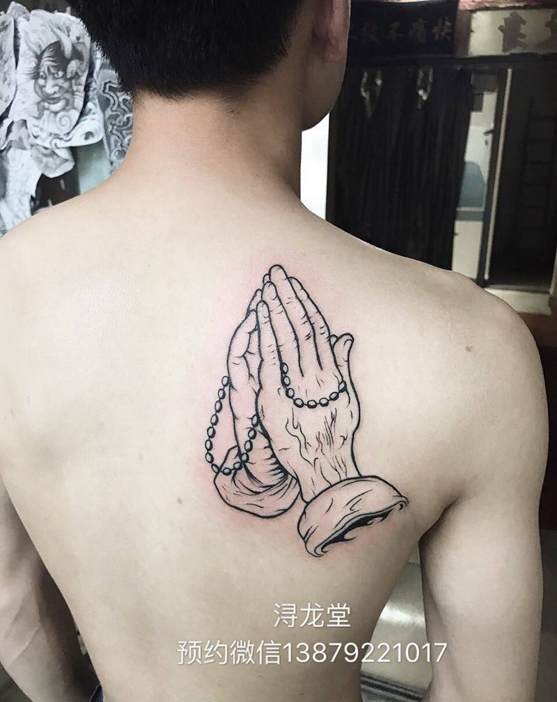 佛手祈祷纹身图片_手部手臂背部肩部传统静物纹身图案