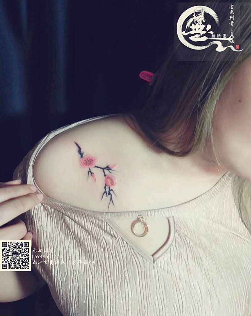 小清新纹身图片_肩部清新成品纹身图案