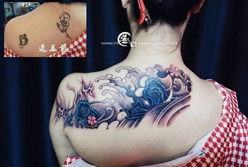 遮盖纹身图片_传统遮盖原创手稿成品纹身图案