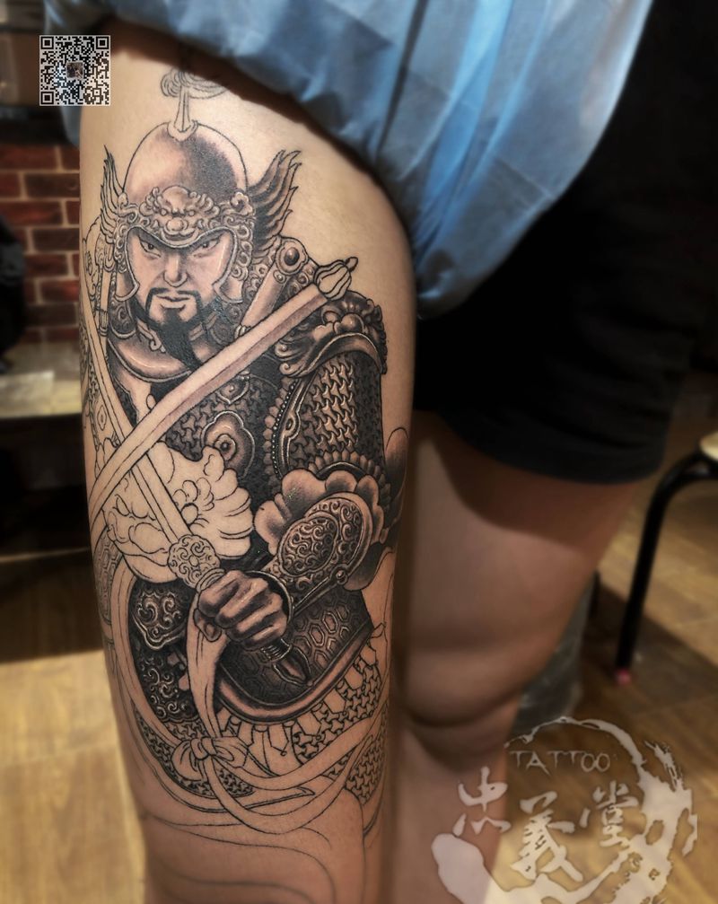 叔宝兄纹身图片_腿部新传统纹身图案