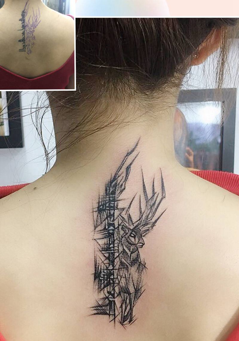 遮盖纹身图片_背部纹身图案