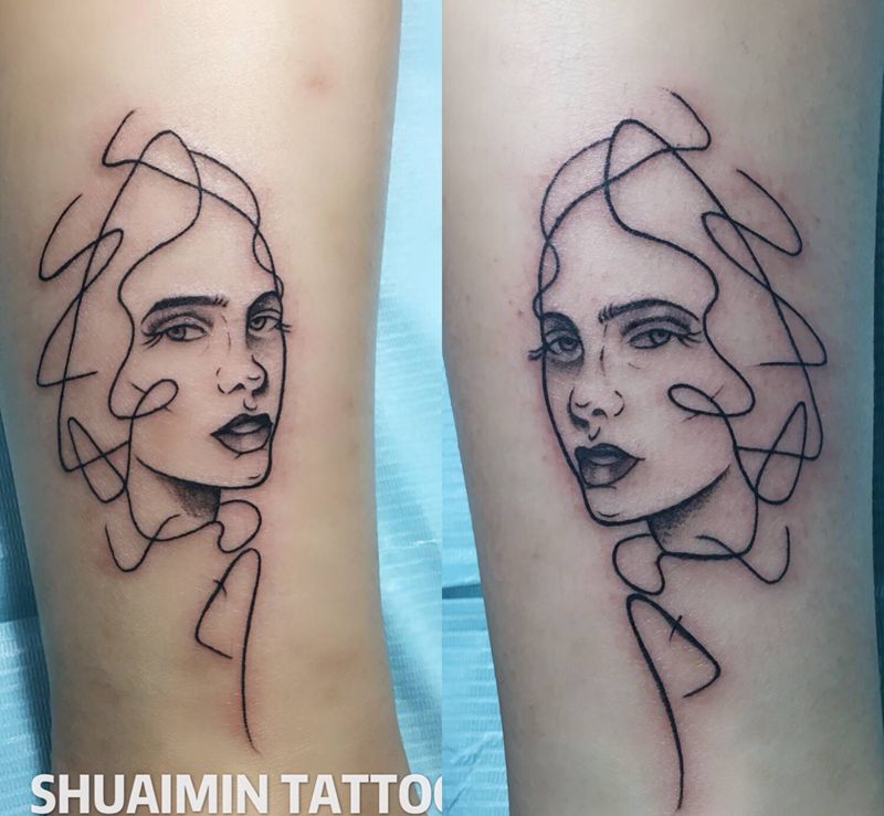 闺蜜纹身图片_腿部纹身图案