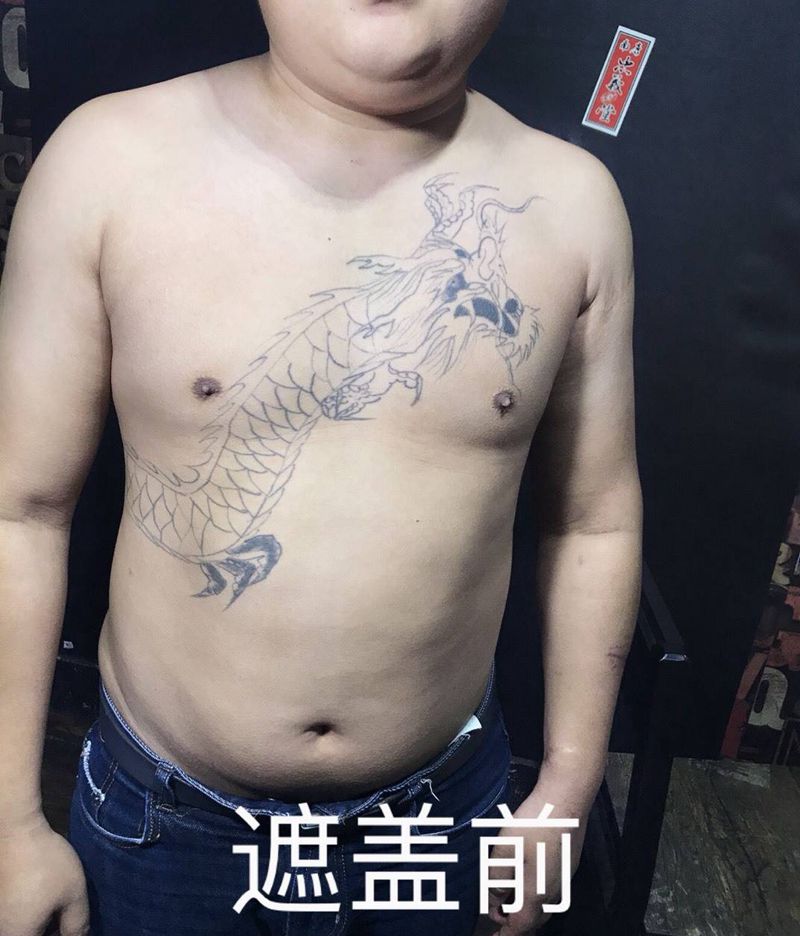 遮盖纹身图片_遮盖成品胸部纹身图案