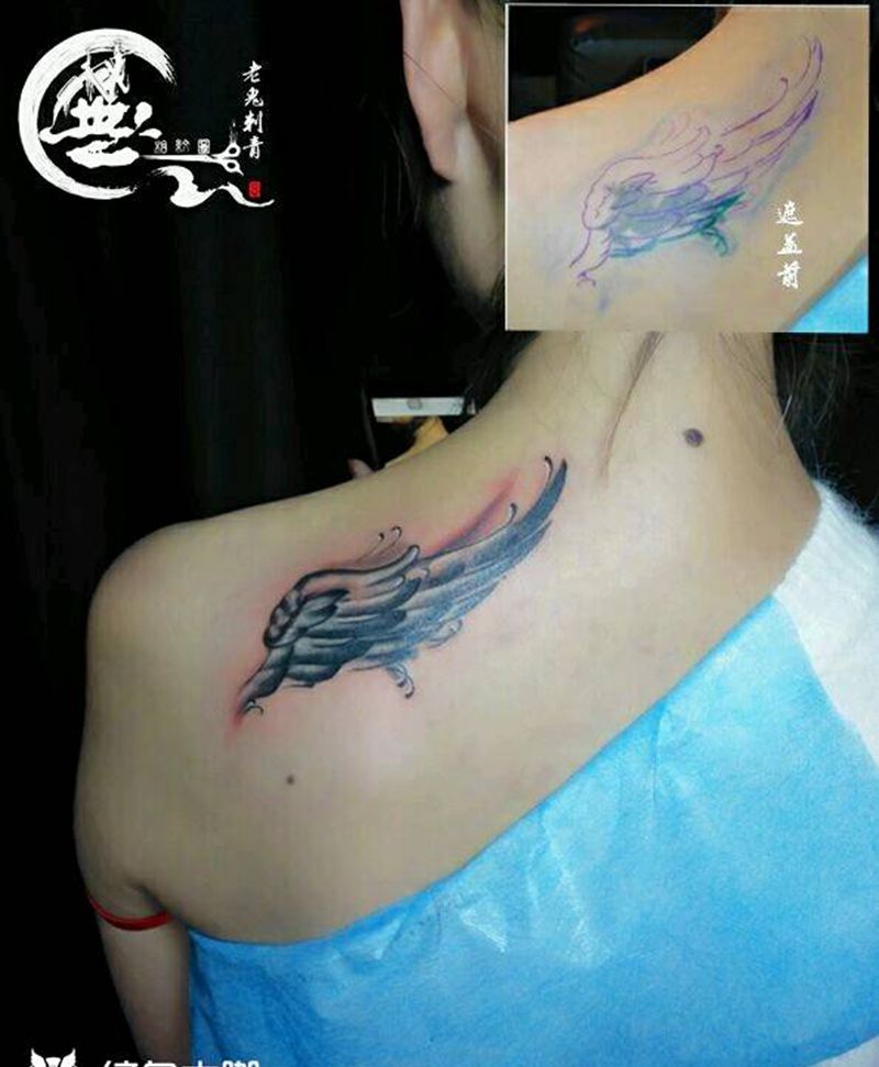 遮盖纹身图片_肩部欧美遮盖成品纹身图案