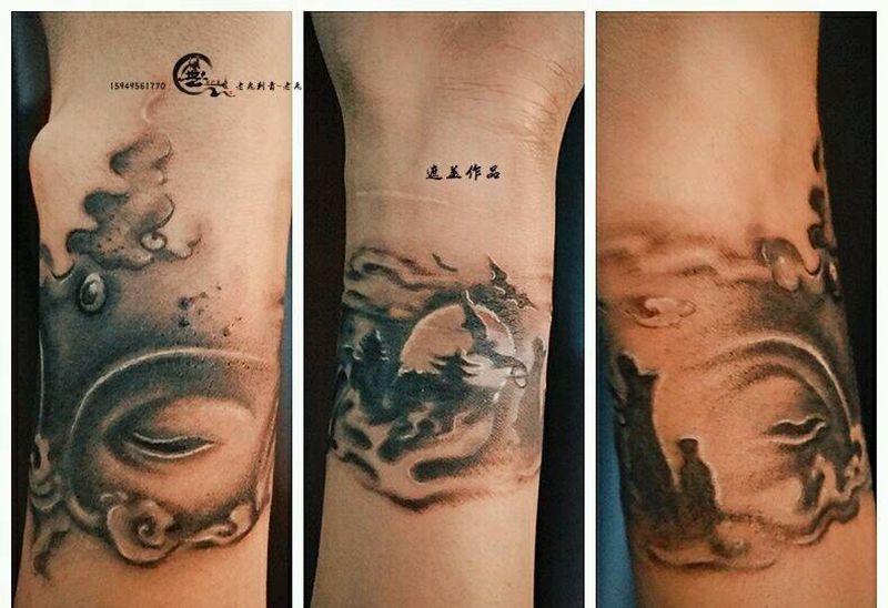 手绘遮盖作品纹身图片_手部传统遮盖成品纹身图案