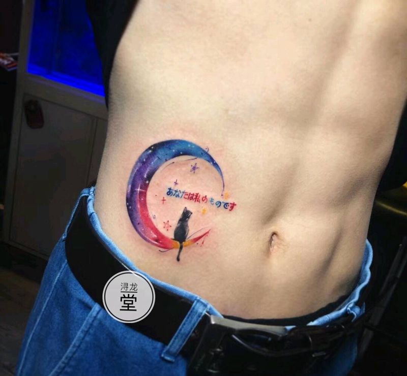 猫与星空纹身图片