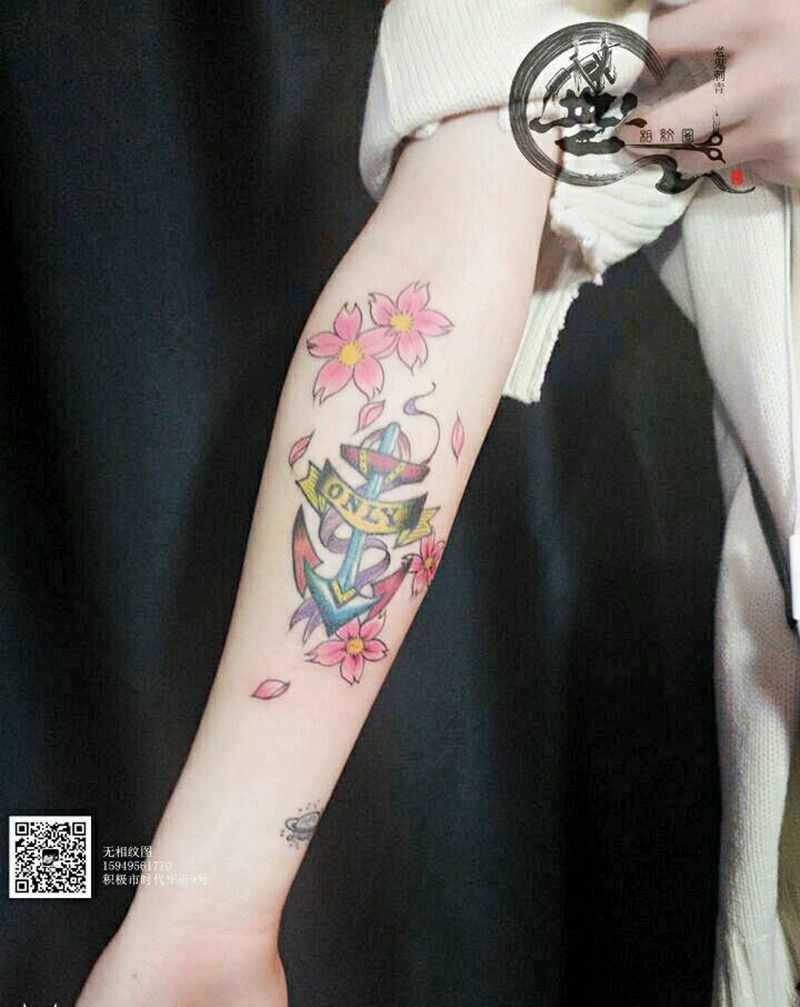 海锚(修改添加)纹身图片_手臂欧美修改成品纹身图案