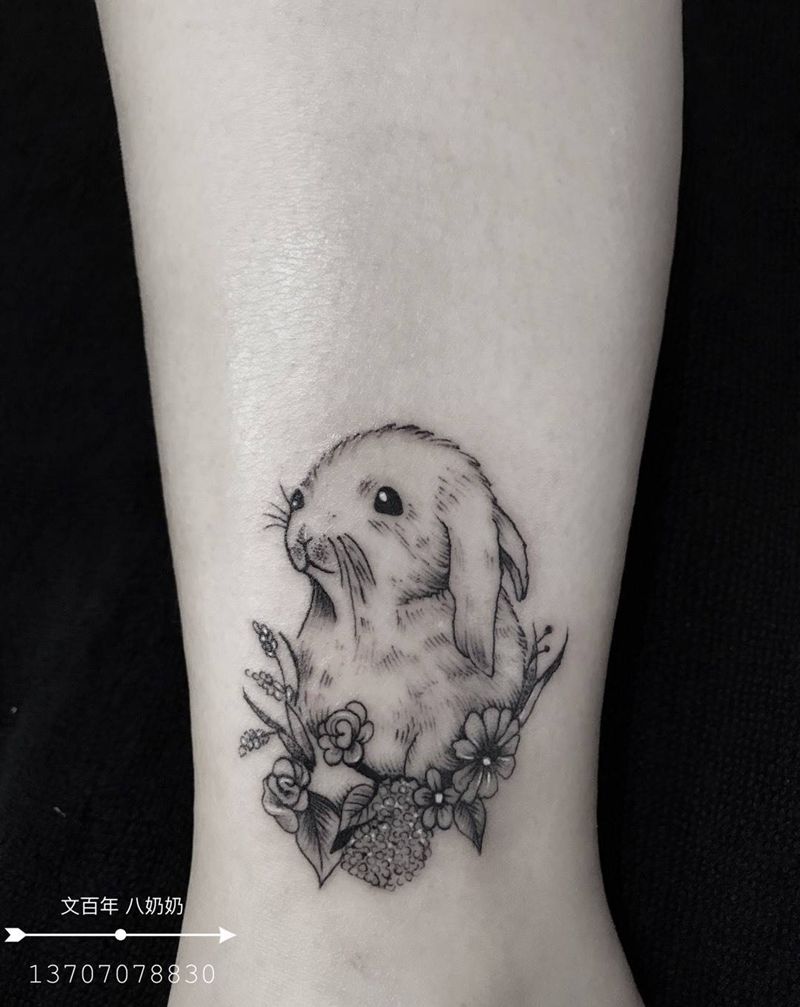 萌兔纹身图片