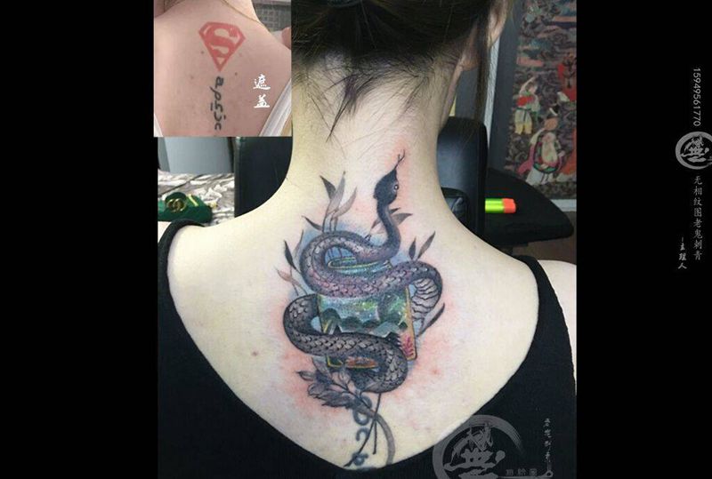 遮盖纹身图片_背部纹身图案