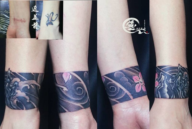 臂环纹身图片_手部老传统遮盖纹身图案