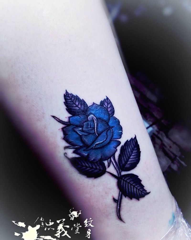 蓝色妖姬纹身图片