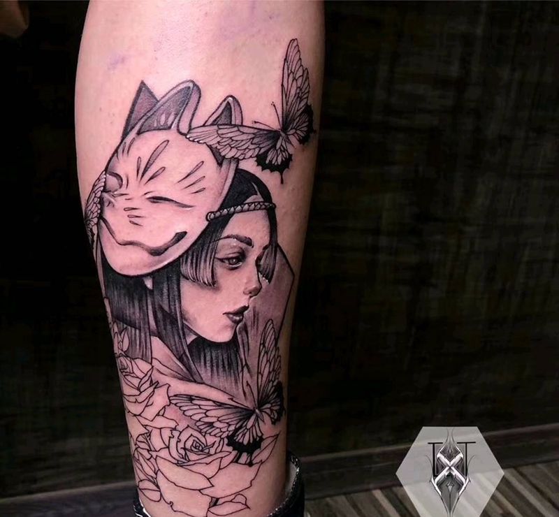 统称     艺姬纹身图片_腿部纹身图案