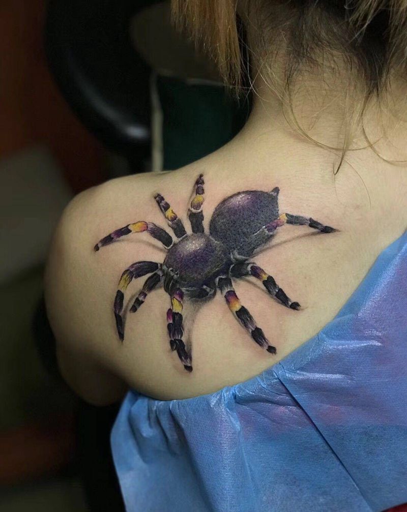 蜘蛛纹身图片_肩部纹身图案