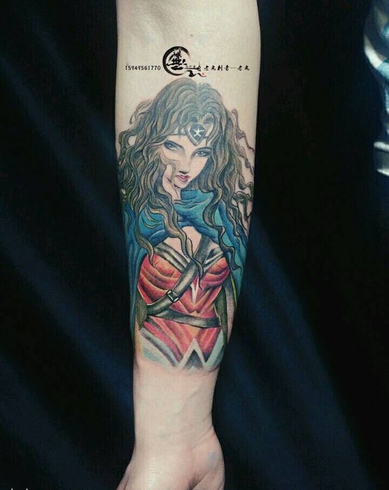 动漫人物纹身图片_手臂欧美人物成品纹身图案